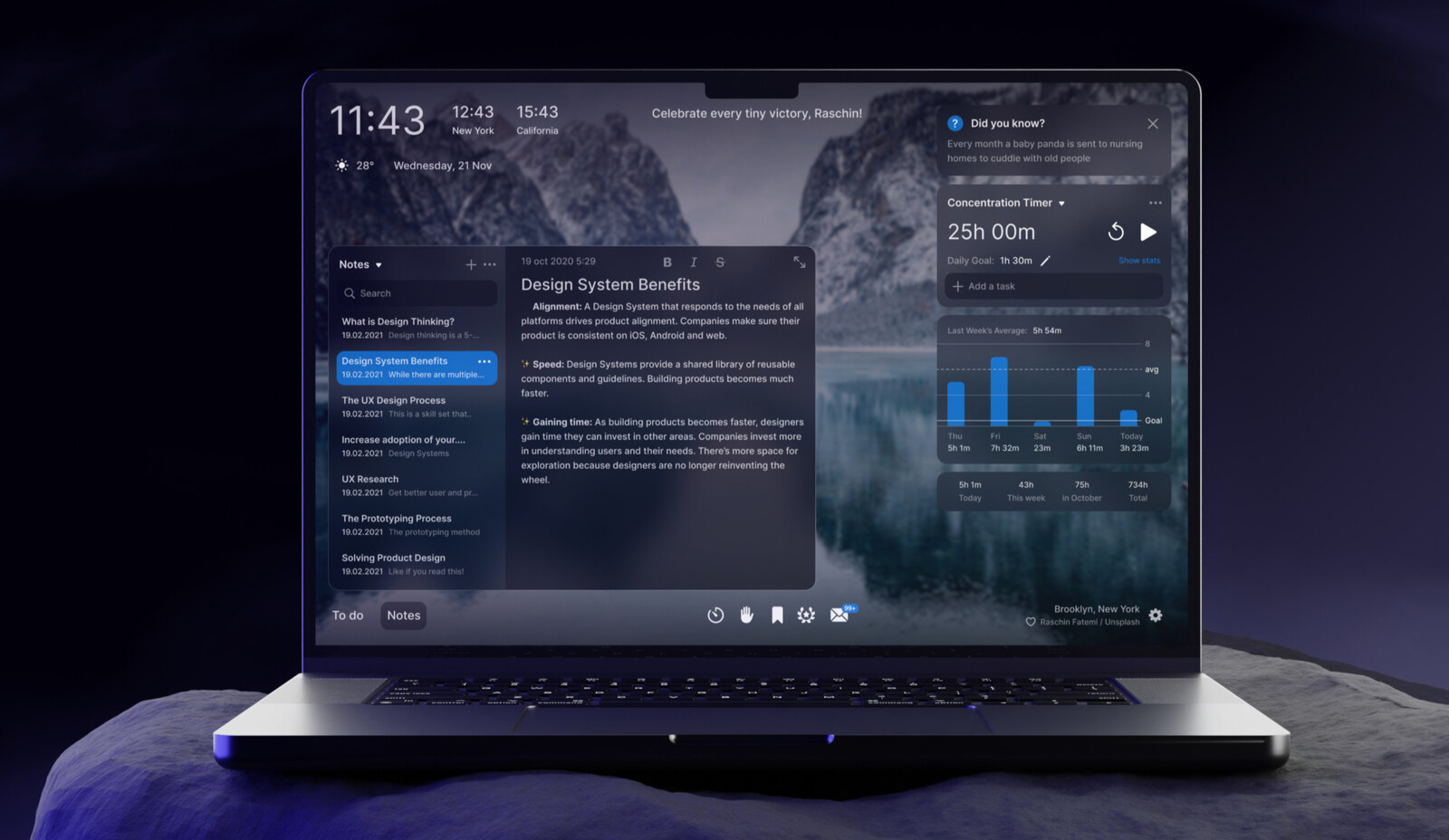 The redesigned Goals new-tab page, the final product